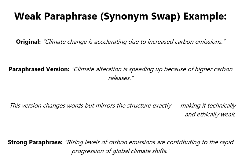 Weak Paraphrase synonym swap example