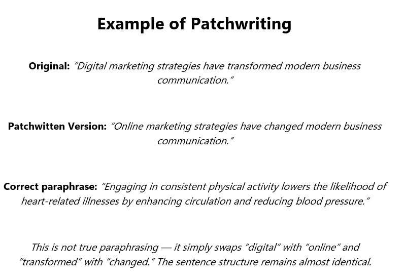 Example of patchwriting