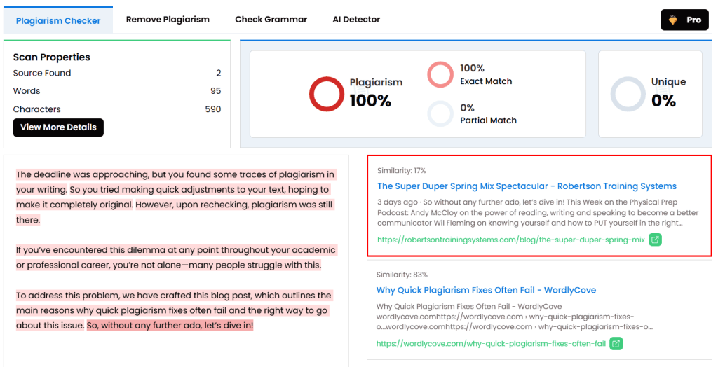 Result on Direct Copy-Paste