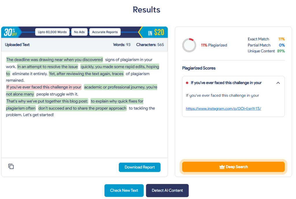 Rewritten Content results