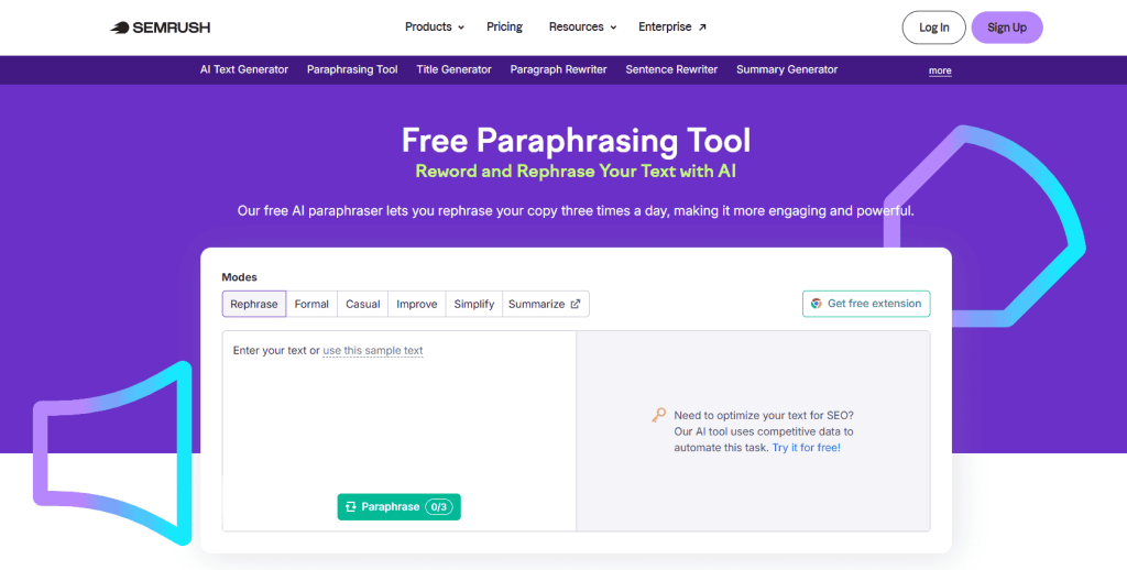 SemRush - Paraphrasing Tool
