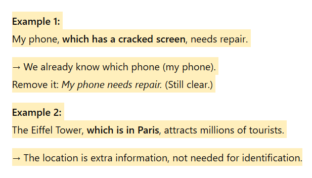 Restrictive clauses Example 1
