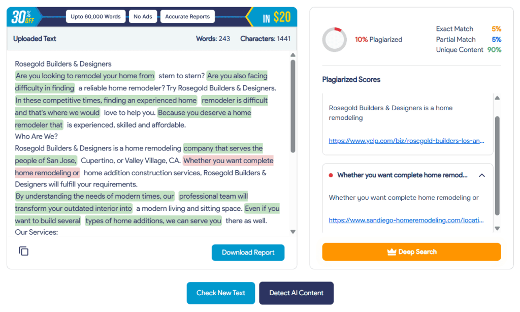results plagiarismchecker.ai