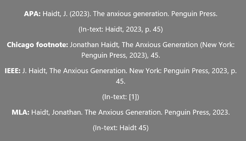 Format Your Citations Correctly example