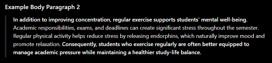 examples of body paragraphs 2 of 300 word essay